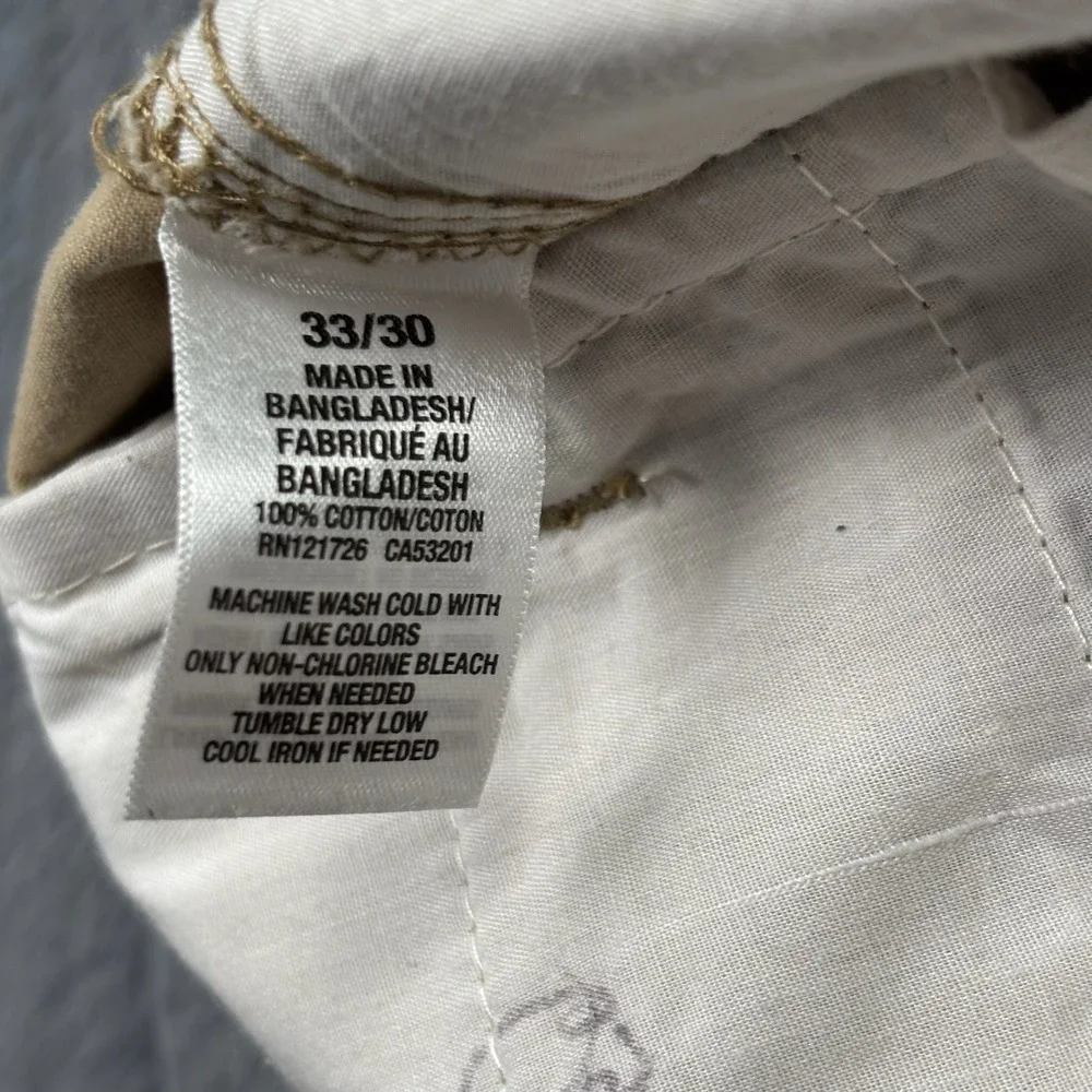 2 Aeropostale Mens Slim Straight Chino Pants Khaki Tan Cotton 33x30 10802
